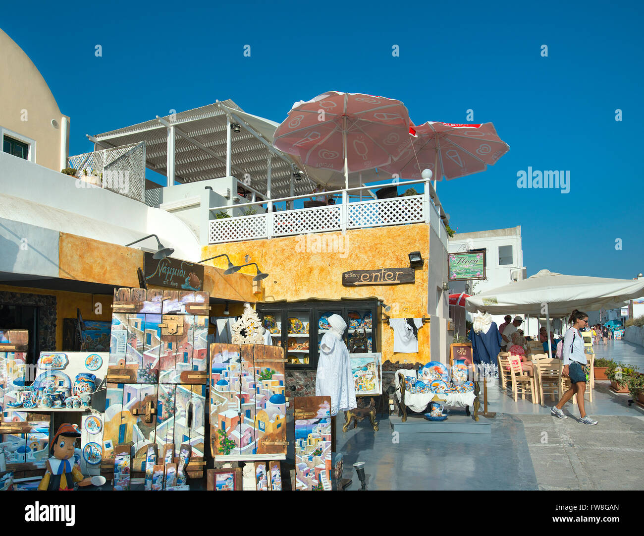 Shopping a Oia - Santorini, Grecia Foto Stock