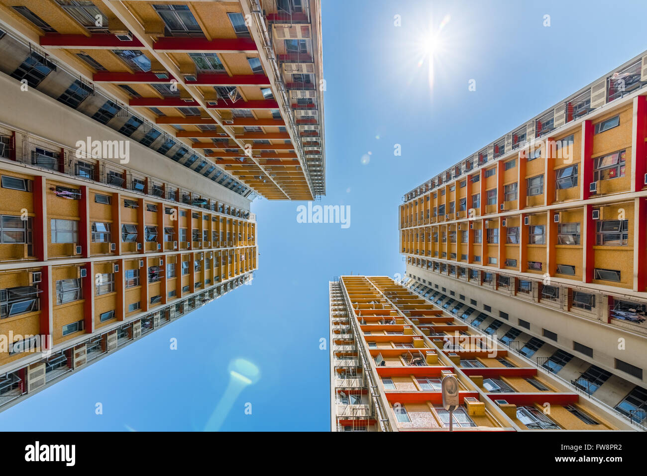 Guardare fino a Hong Kong building Foto Stock