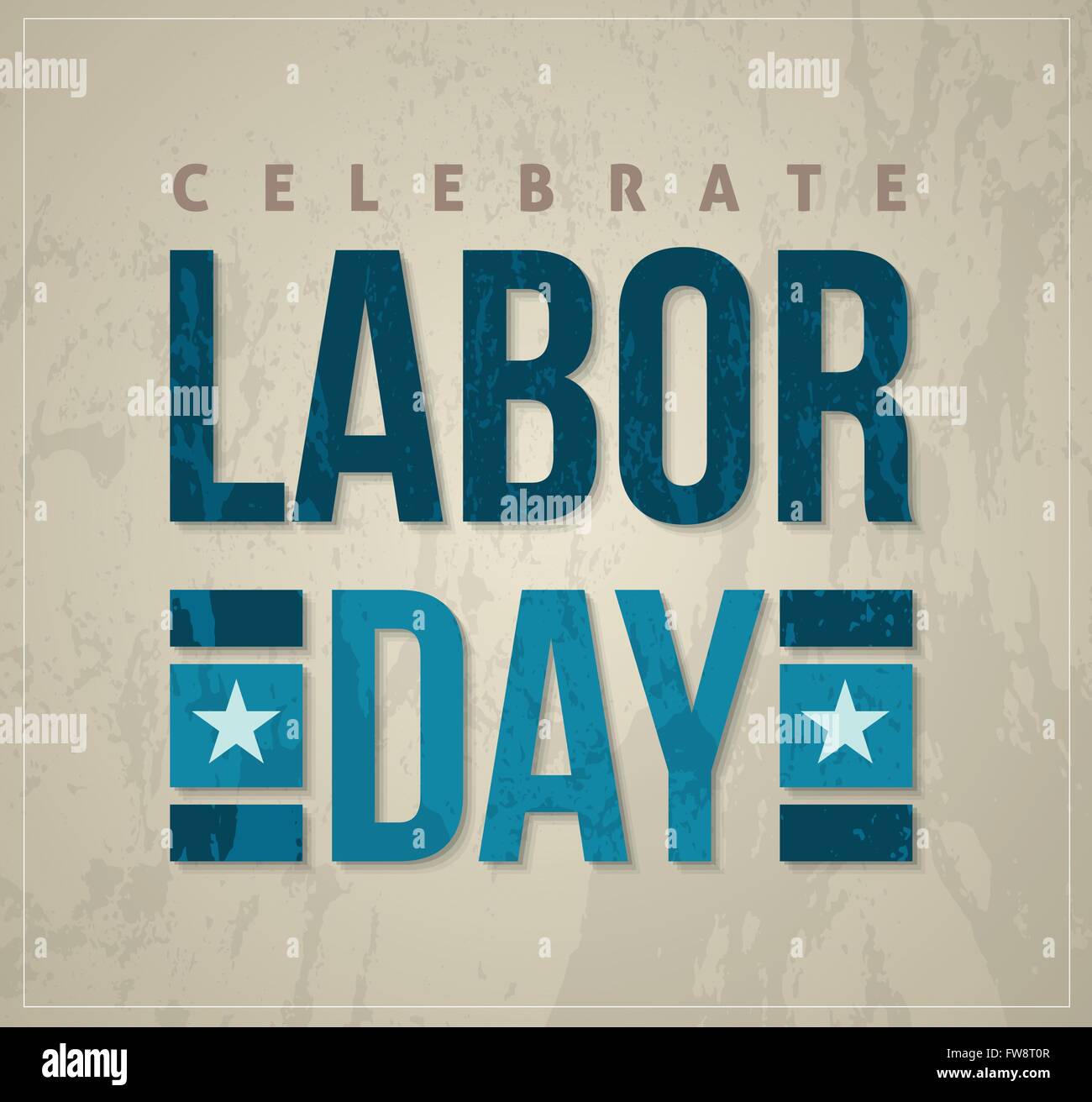 Celebrare la Giornata del Lavoro card. segni di testo. illustrazione vettoriale Illustrazione Vettoriale