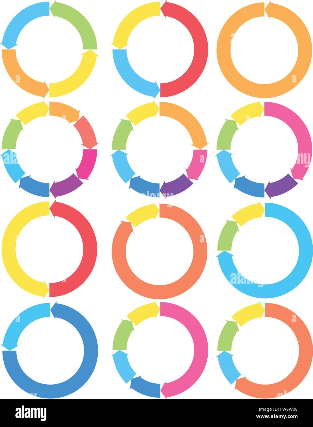 Pittogramma freccia Aggiorna ricarica rotazione segno loop set. Semplice colore icona web su sfondo bianco. Moderno e Contemporaneo plai solido Illustrazione Vettoriale