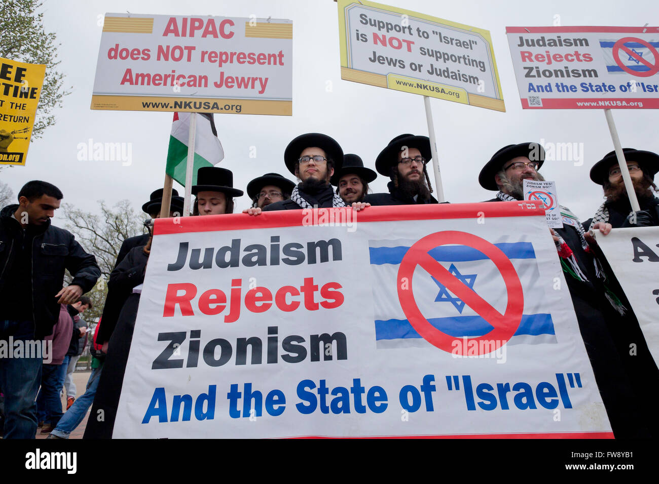 Gruppo religioso Neturei Karta (Ebrei Haredi) in lotta contro il sionismo - Washington, DC USA Foto Stock