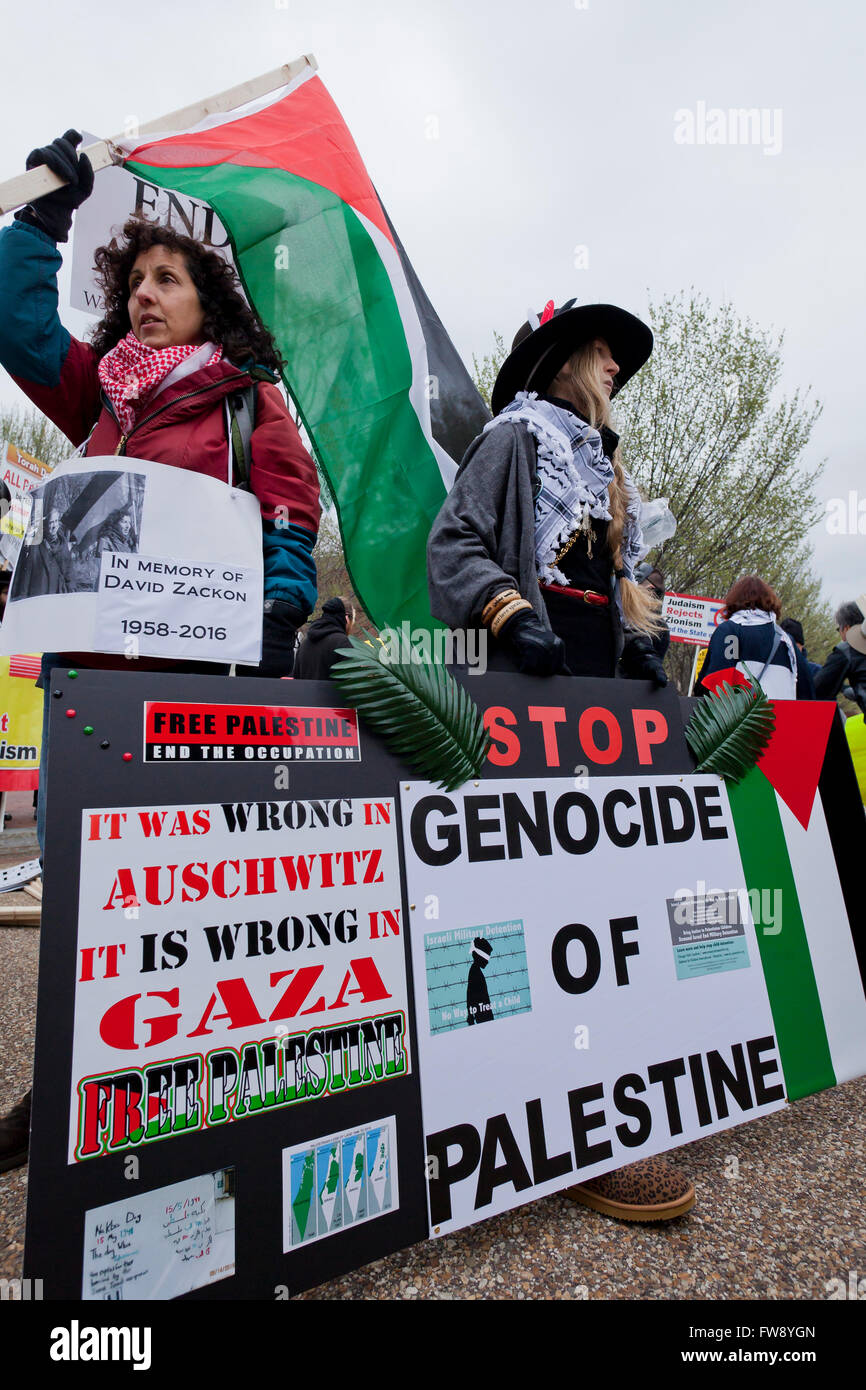 Domenica 20 Marzo, 2016, Washington DC USA: Anti-Israel manifestanti rally davanti alla Casa Bianca contro AIPAC - USA Foto Stock