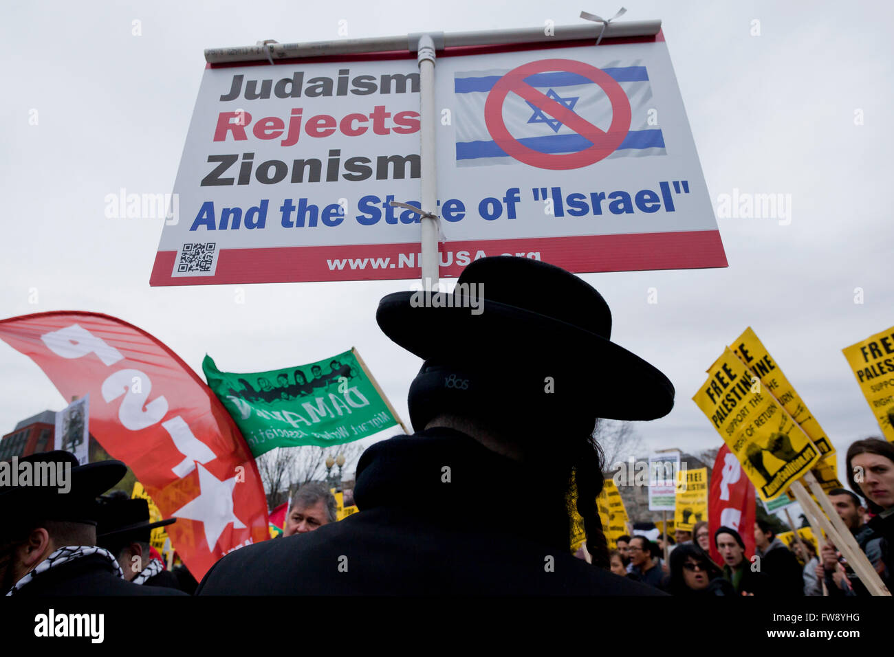 Gruppo religioso Neturei Karta (Ebrei Haredi) in lotta contro il sionismo - Washington, DC USA Foto Stock