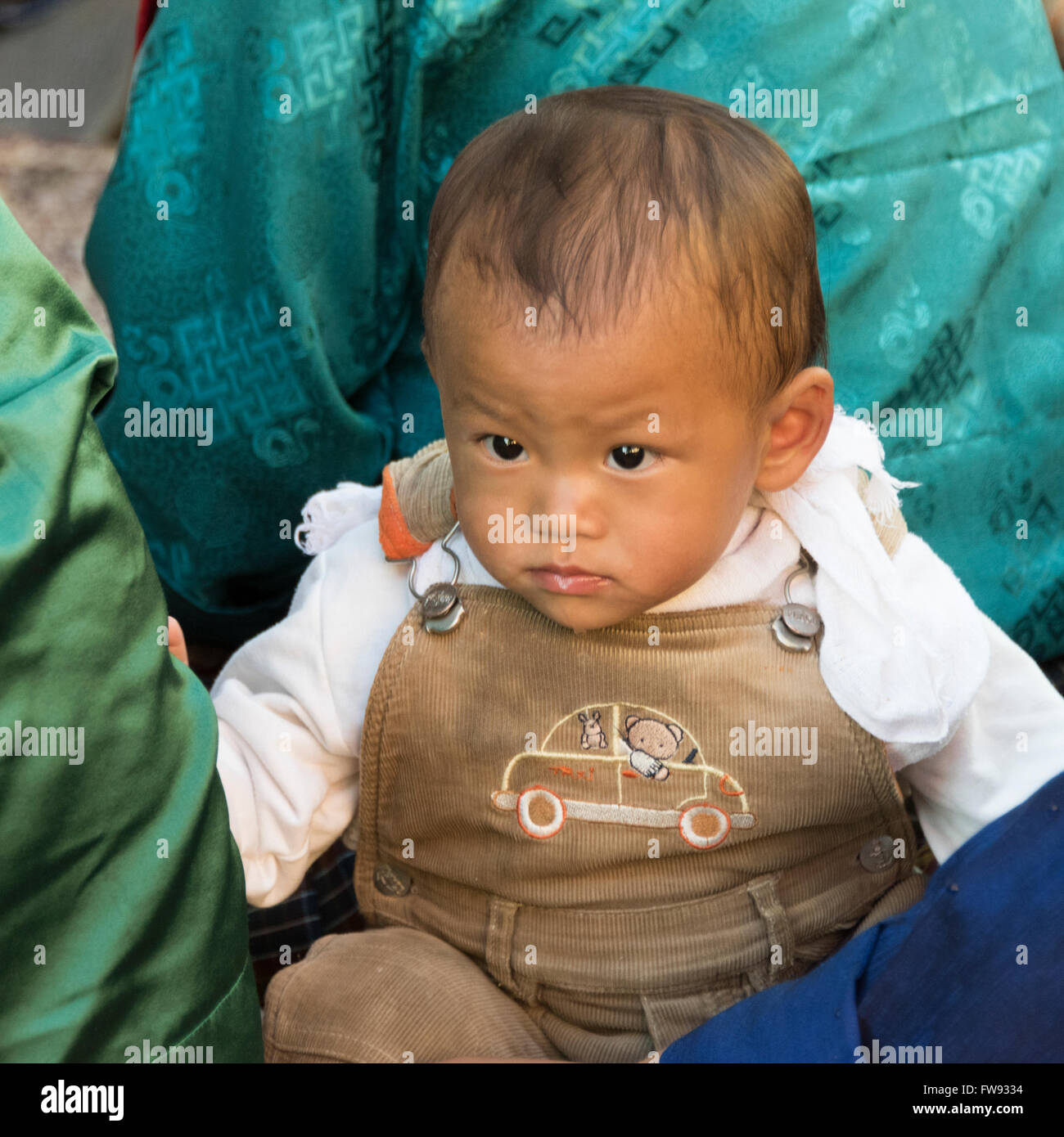 Close-up di un ragazzino, Paro, Bhutan Foto Stock