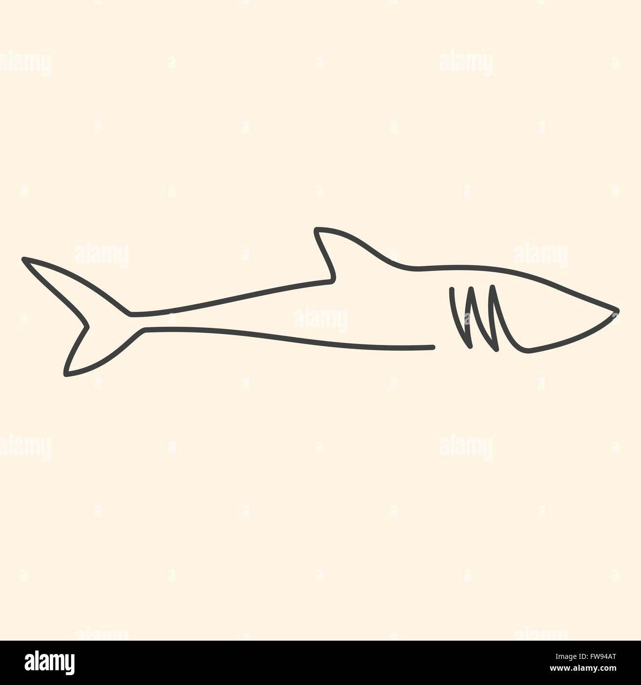 Una linea shark illustrazione vettoriale Illustrazione Vettoriale