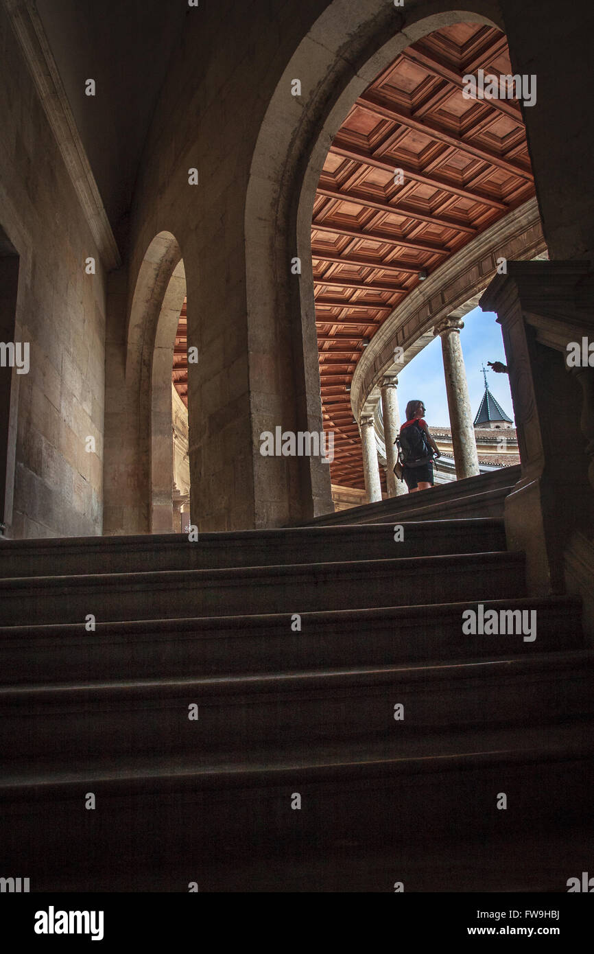 View all'interno di Carlos V nel palazzo di Alhambra. Granada, Spagna Foto Stock