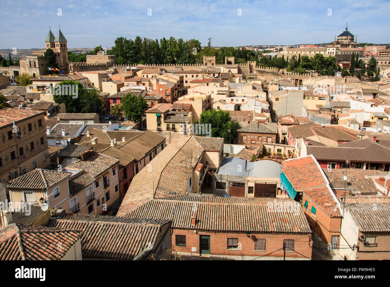 Vista della città medievale di Toledo, Spagna Foto Stock