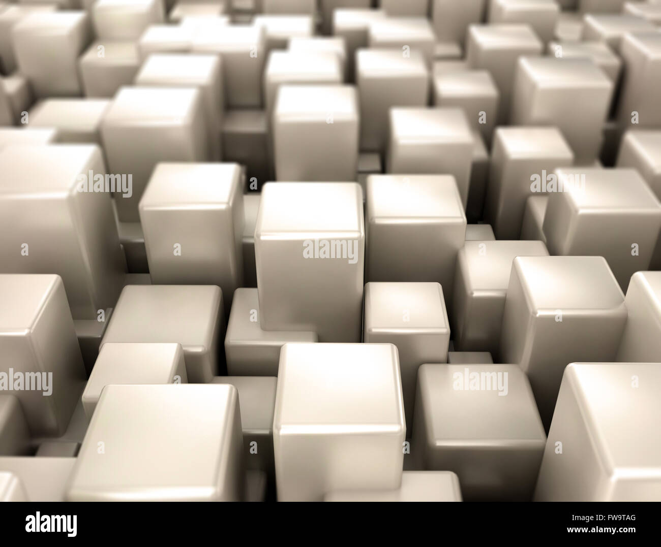 Cubi astratta metallico 3d sfondo Foto Stock