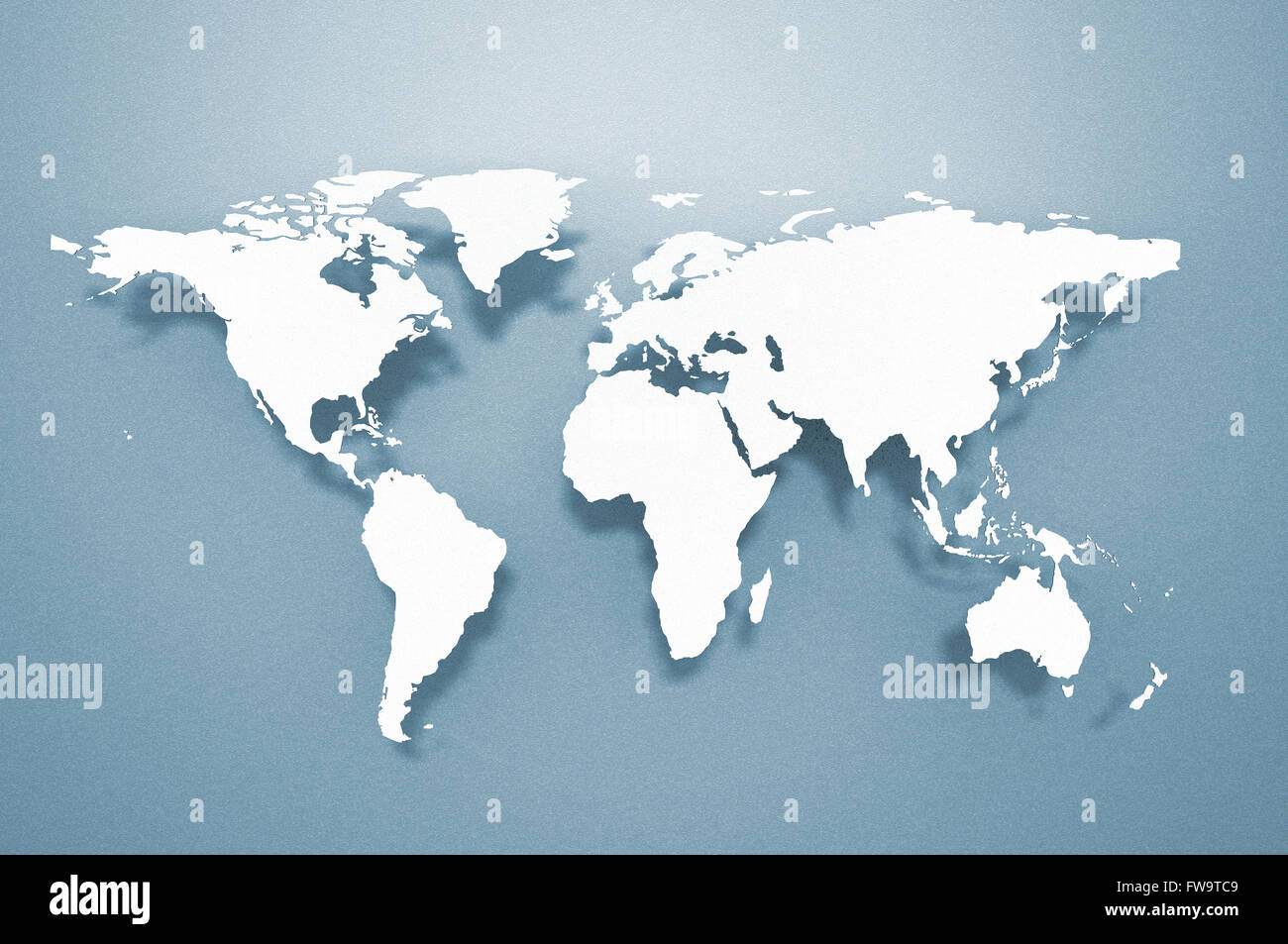 Mappa mondo 3d con ombra Foto Stock