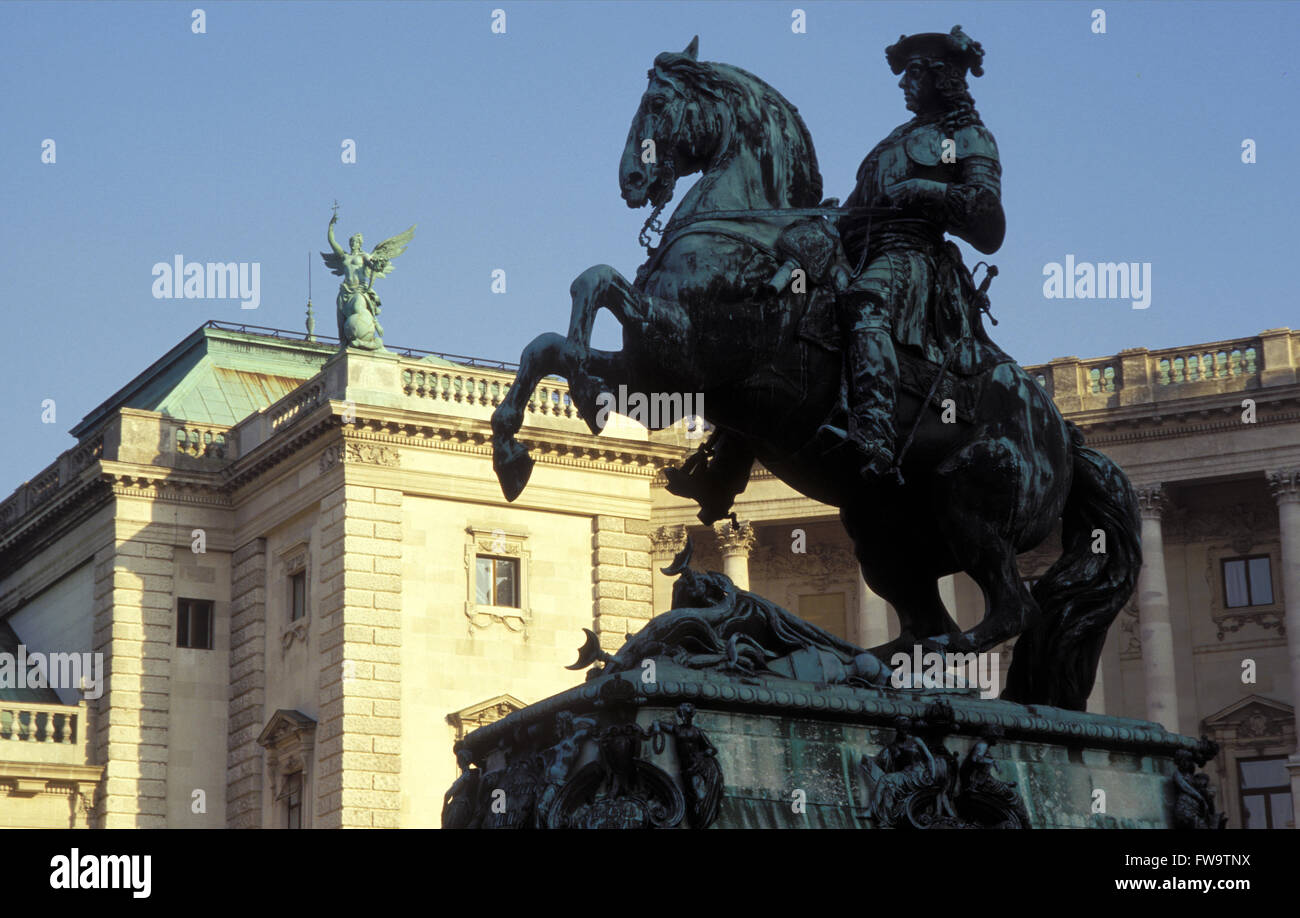 AUT, Austria, Vienna, Prinz Eugen monumento davanti al Neue Hofburg. AUT, Oesterreich, Wien, Prinz Eugen Denkmal vor der N Foto Stock