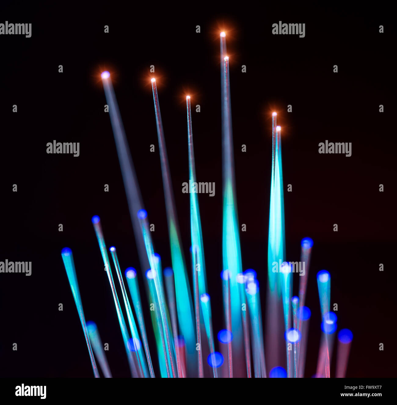 Fibre ottiche dinamic battenti dal profondo su sfondo di tecnologia Foto Stock