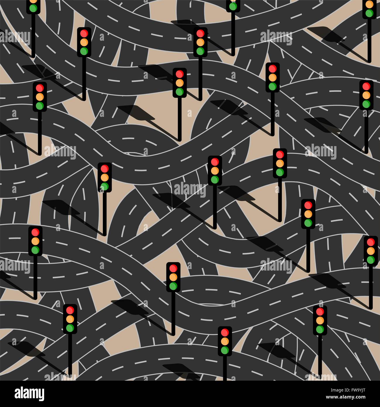 Rotta verso il caos. Riempito con semaforo. Illustrazione Vettoriale