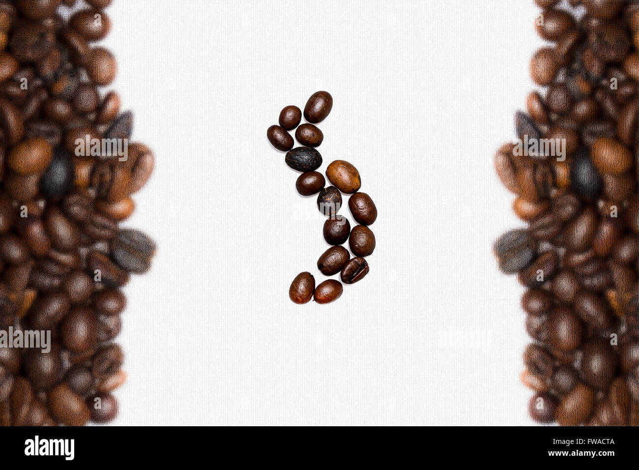 Sfondo di caffè con caffè torrefatto in grani Foto Stock