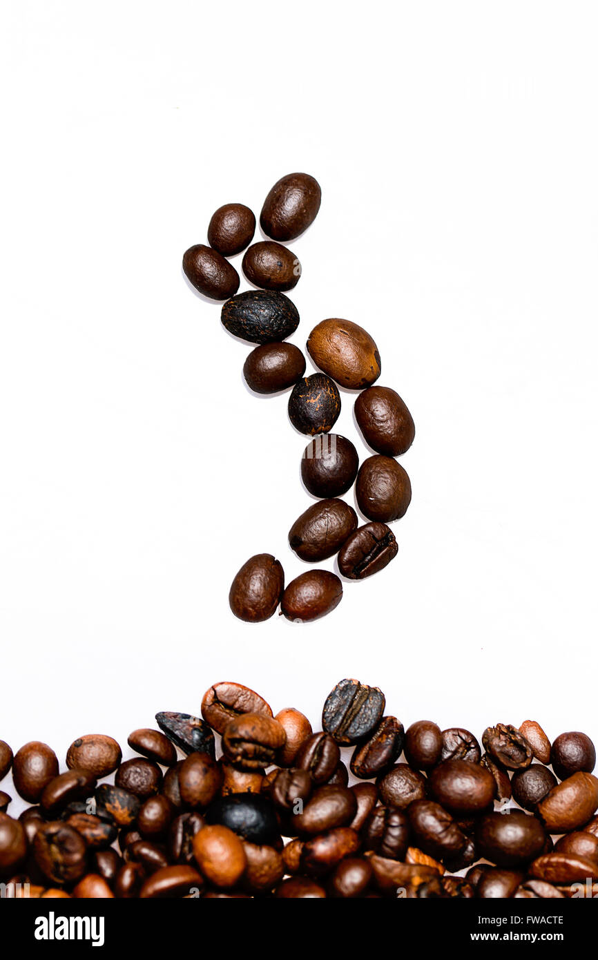 Sfondo di caffè con caffè torrefatto in grani Foto Stock