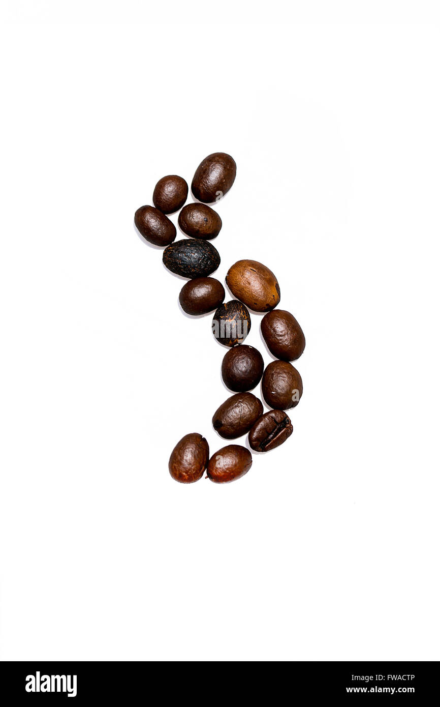 Sfondo di caffè con caffè torrefatto in grani Foto Stock