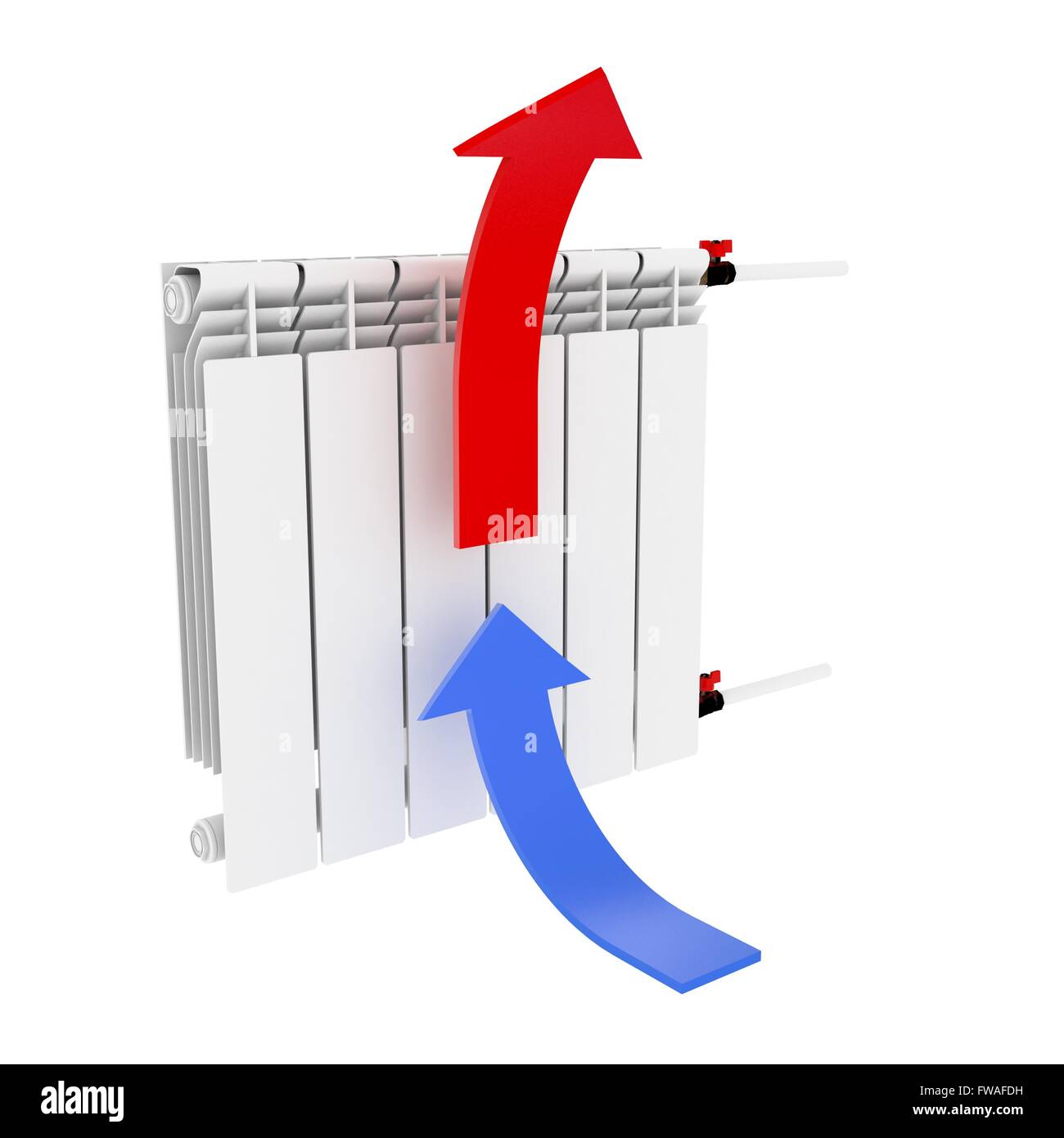 Radiatore. Le frecce direzionali convenzione 3D illustrazione Foto Stock