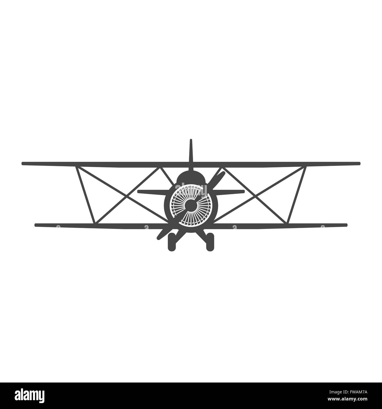 Vettore aereo rétro illustrazione. Un biplano. Illustrazione Vettoriale