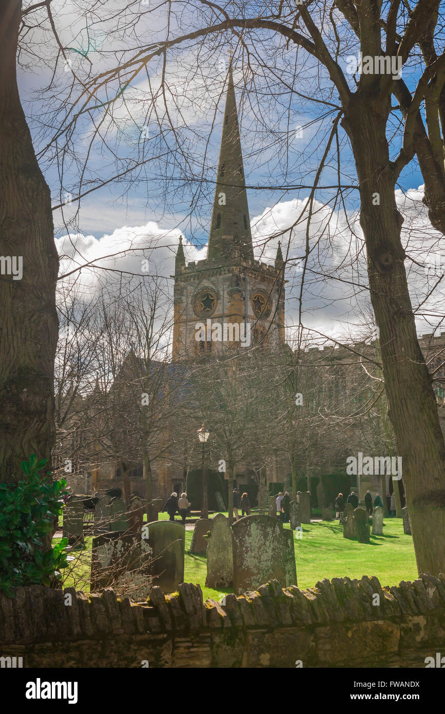 Chiesa della Santa Trinità, sito di Shakespeare della tomba in Stratford Upon Avon, Inghilterra. Foto Stock