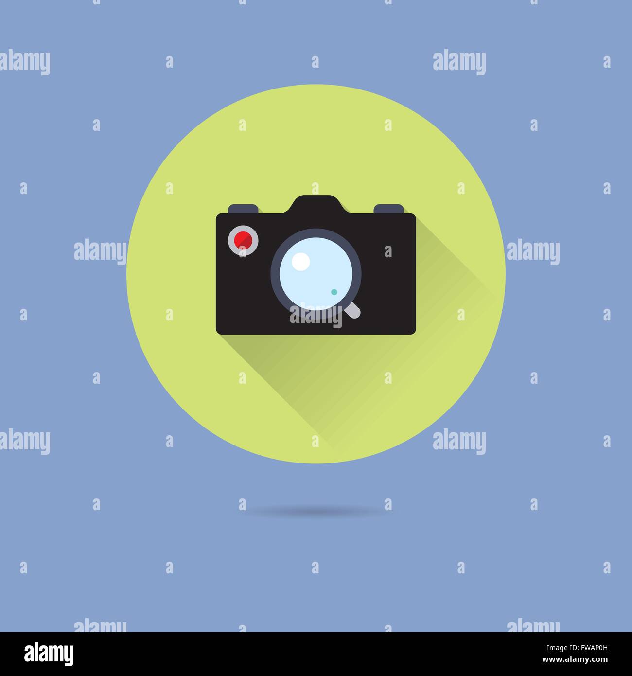 Fotocamera Design piatto lungo ombra icona Vettore Illustrazione Vettoriale