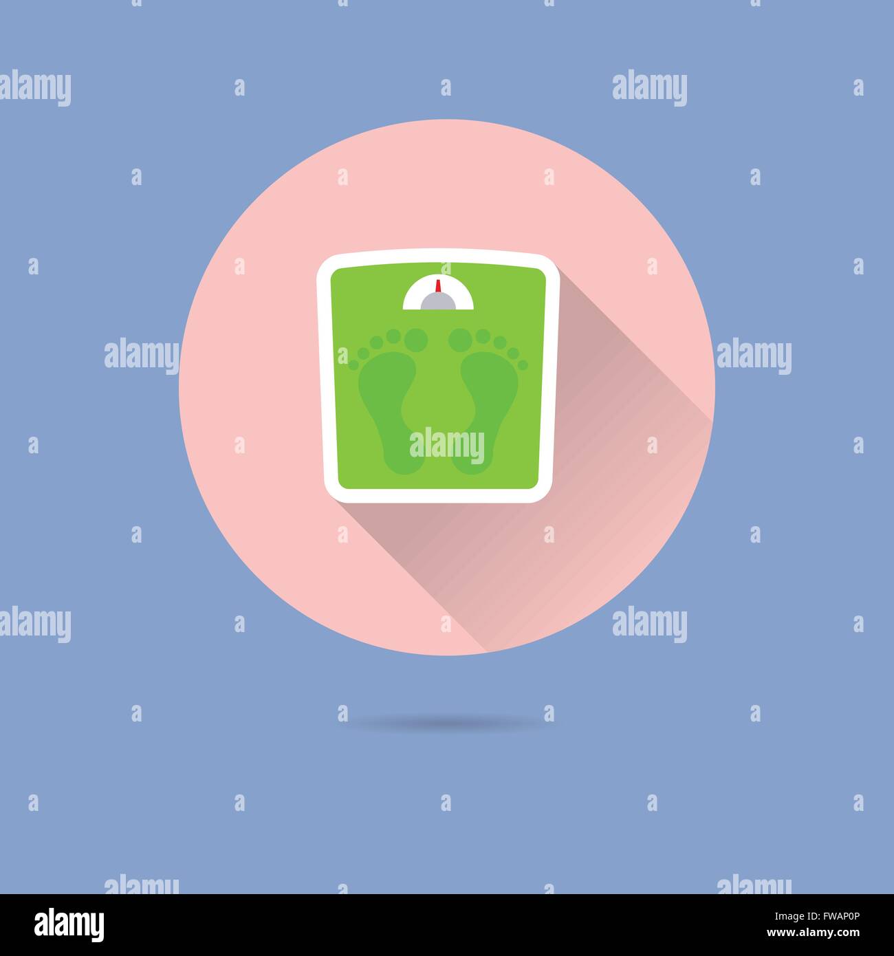 Bilancia da bagno design piatto lungo ombra icona Vettore Illustrazione Vettoriale