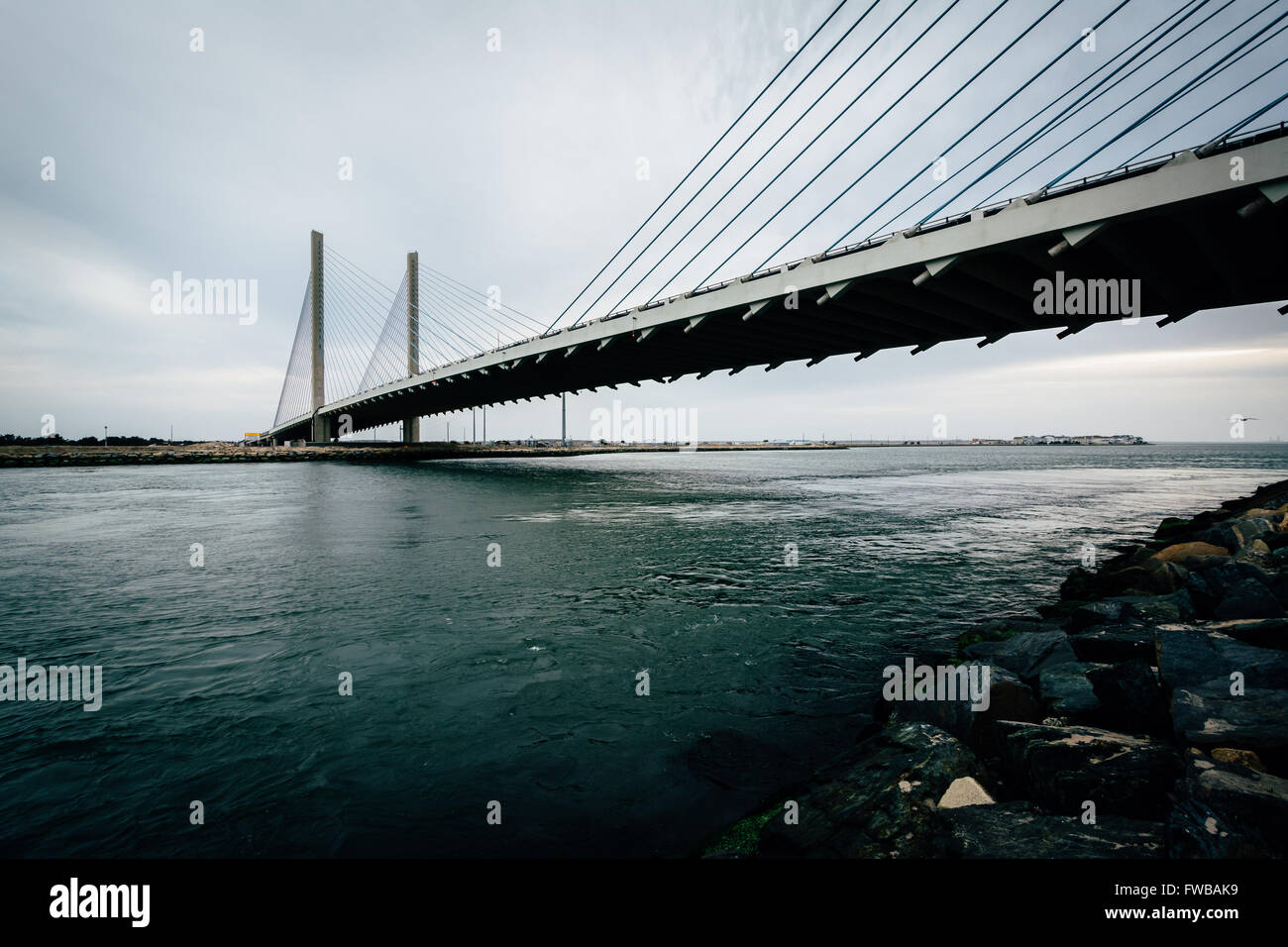 Il fiume indiano ponte sopra il fiume indiano ingresso in prossimità di Bethany Beach, Delaware. Foto Stock