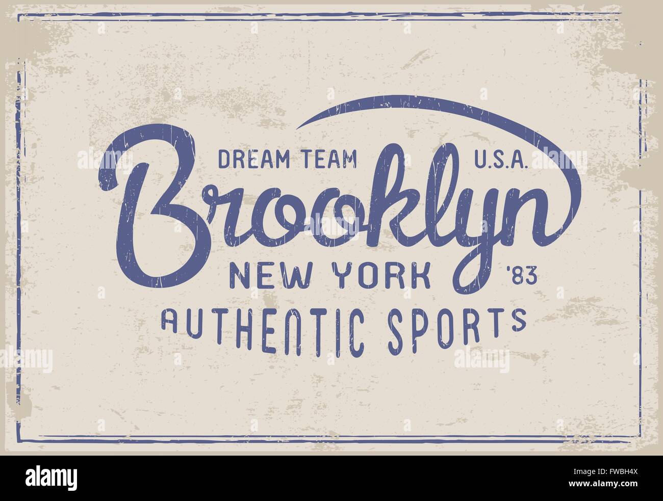 Brooklyn New York Stampa per t-shirt o capi di vestiario. Vecchia scuola di grafica per la moda o la stampa. Vintage design e la tipografia. Illustrazione Vettoriale