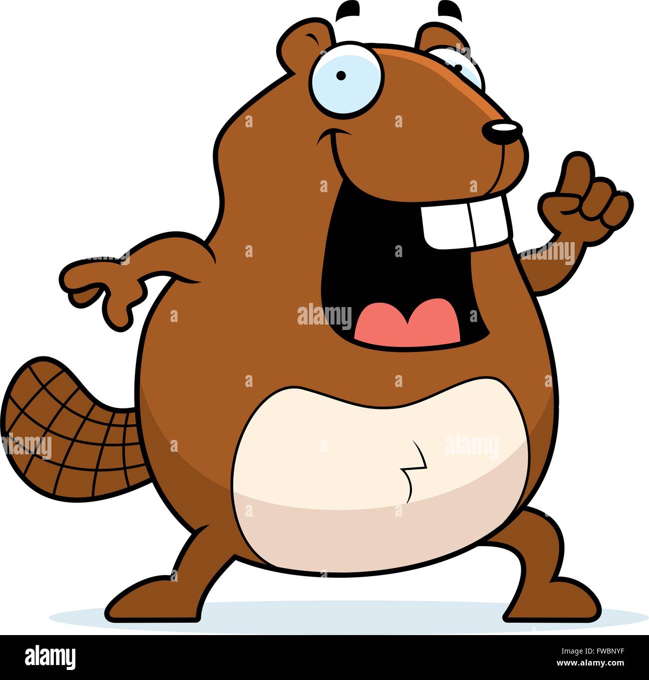 Un felice cartoon beaver con un'idea. Illustrazione Vettoriale