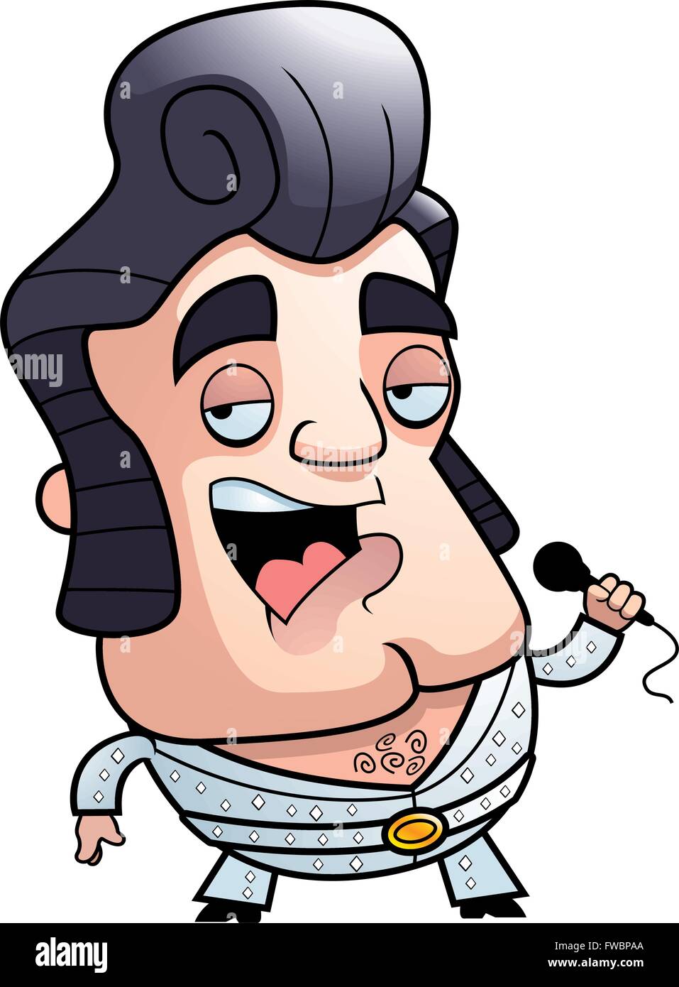 Un felice cartoon cantante cantando e sorridente. Illustrazione Vettoriale