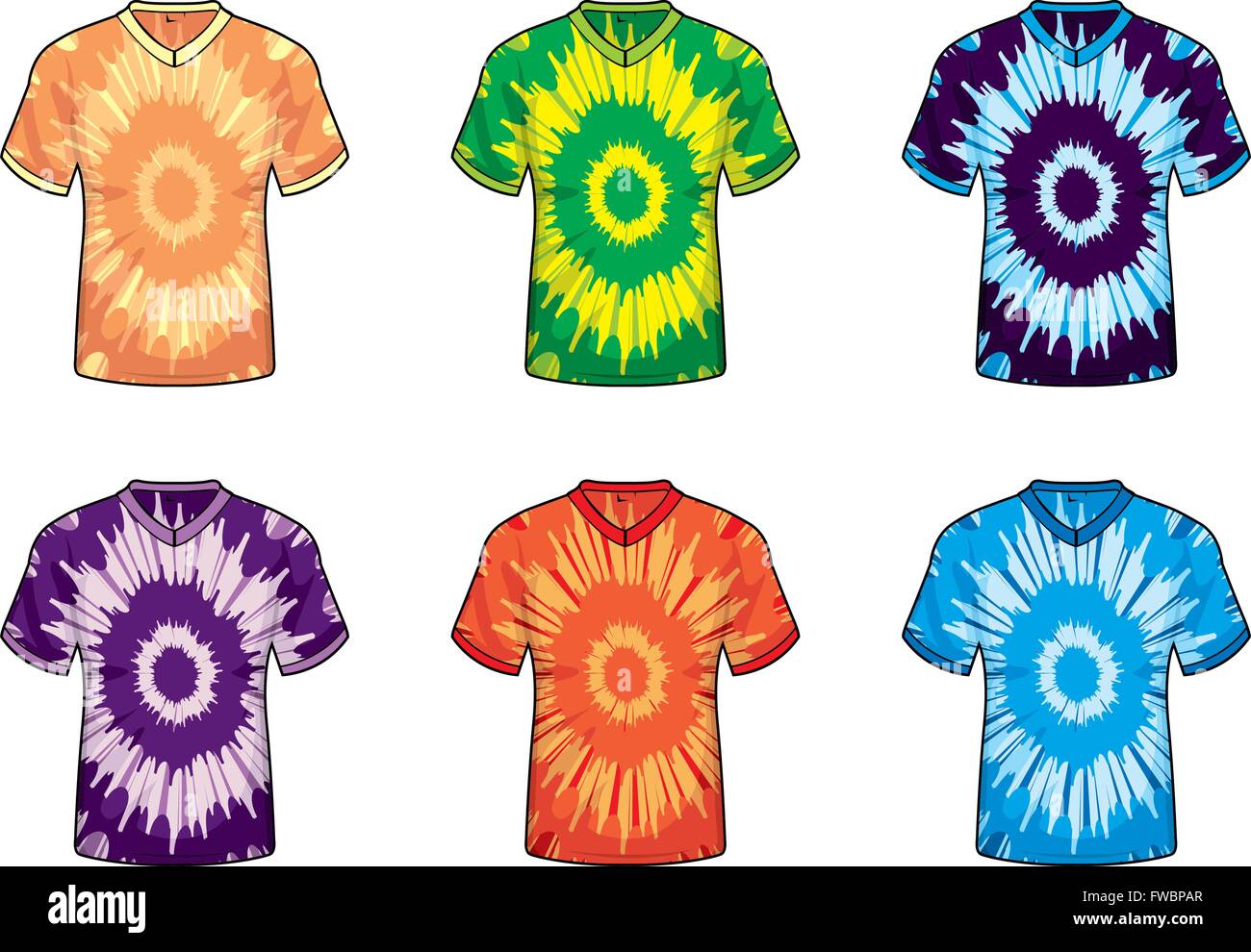 Una varietà di differenti fascette colorate magliette di colorante Immagine  e Vettoriale - Alamy
