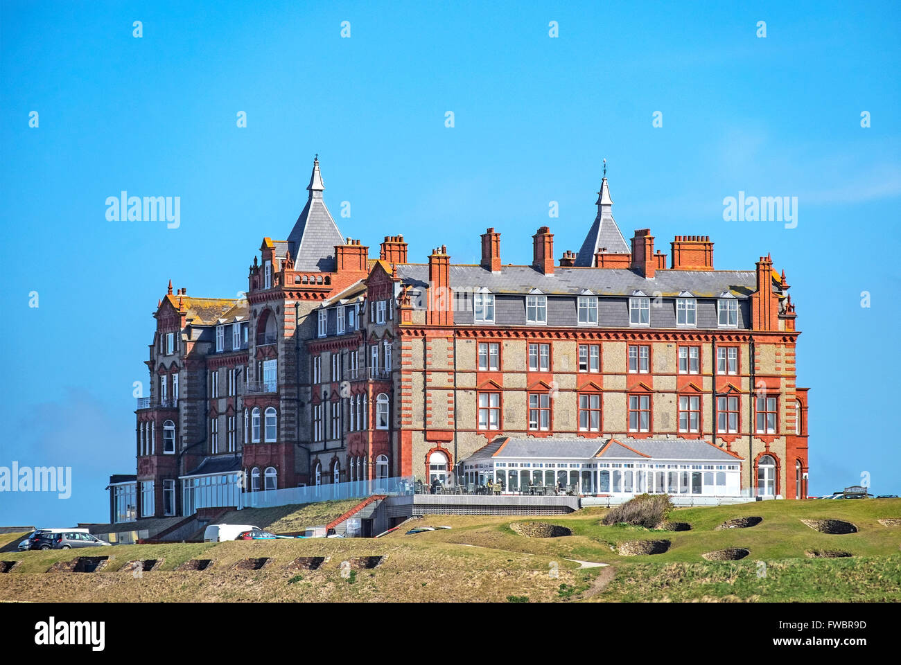 Il headland hotel, Newquay, Cornwall, England, Regno Unito Foto Stock