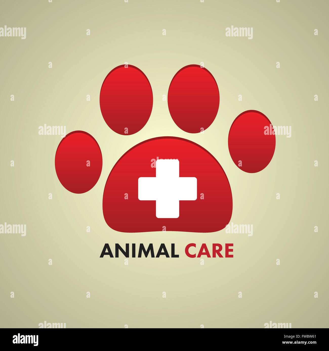 Aw stampa e segno a forma di croce. Illustrazione Vettoriale. La cura degli animali simbolo. Illustrazione Vettoriale