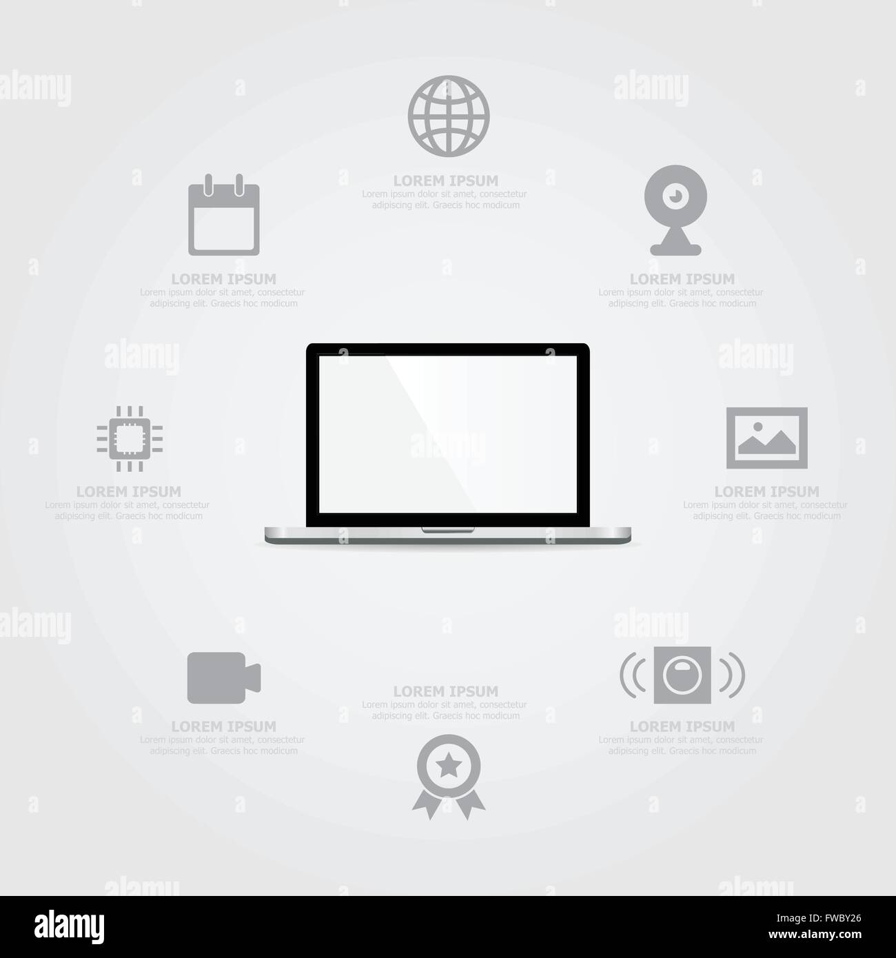 Laptop sfondo informazioni Illustrazione Vettoriale
