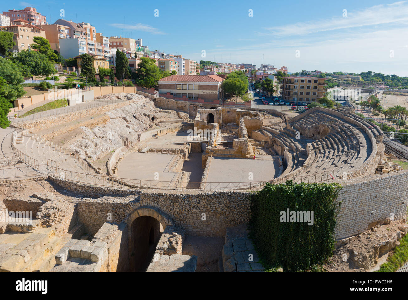 Colosseo anfiteatro di Tarragona, Spagna Foto Stock