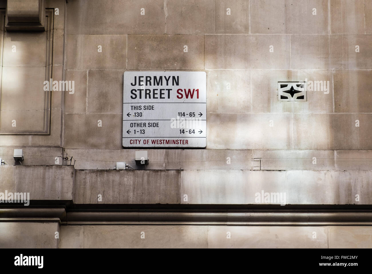 Jermyn Street sign in London SW1 Foto Stock