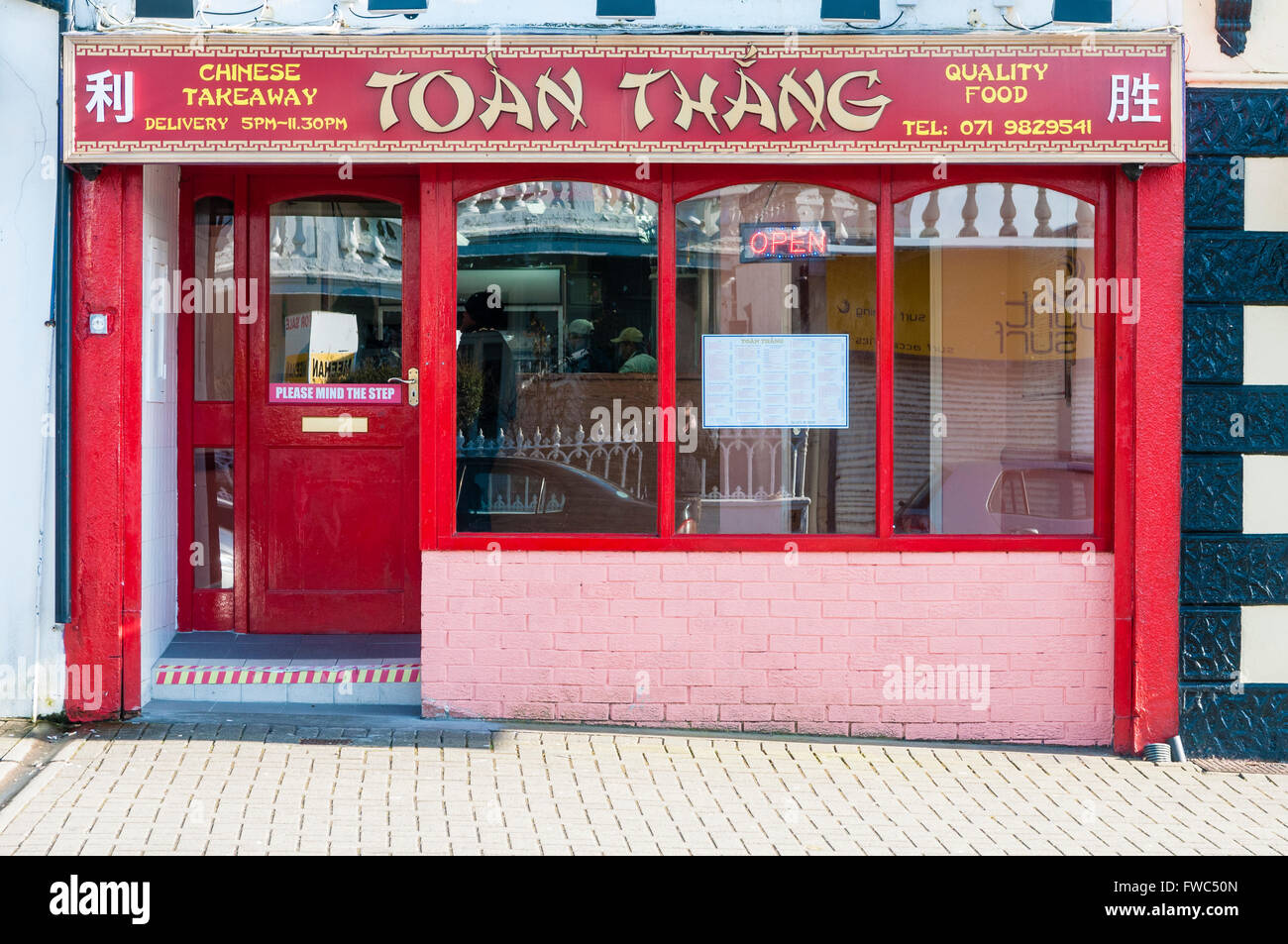 Toan Thang cinese da asporto con servizio di consegna, Bundoran, Irlanda. Foto Stock