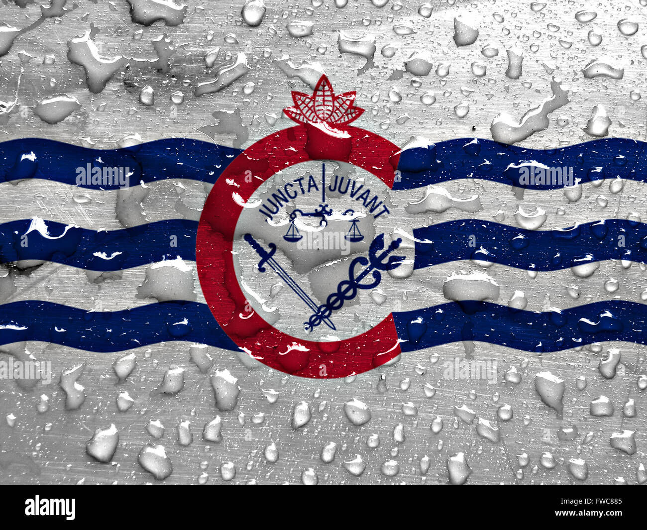 Bandiera di Cincinnati con gocce di pioggia Foto Stock