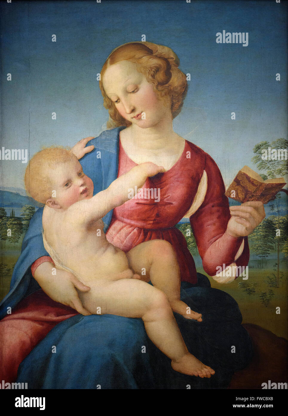 Raphael - Raffaello Sanzio (1483-1520), Maria e il bambino (Colonna della Madonna) 1508. Foto Stock