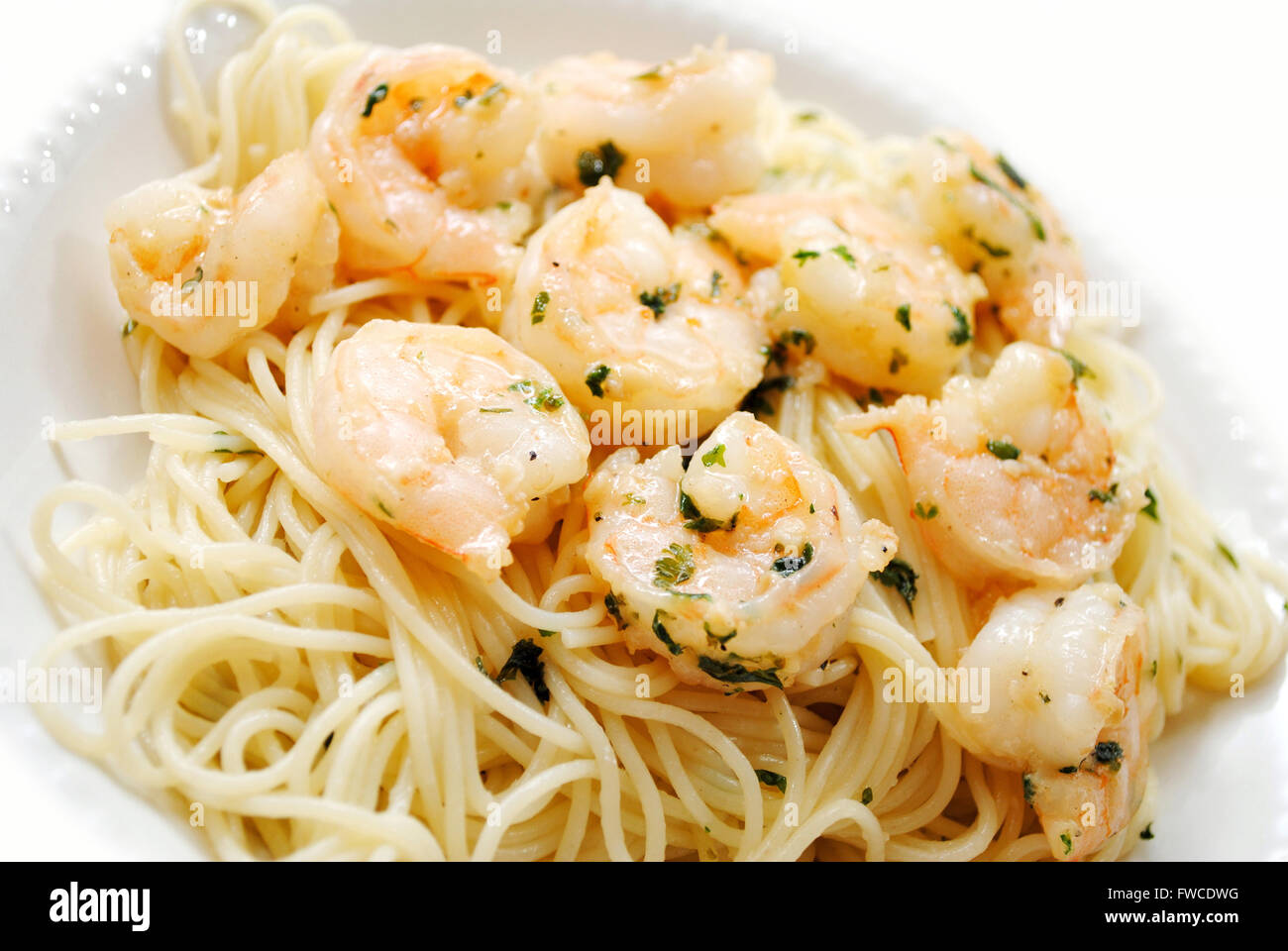 Spaghetti con scampi Foto Stock