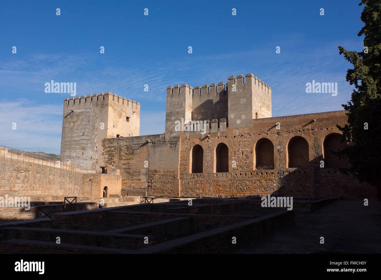 La Alcazaba fortezza Alhambra di Granada Spagna Foto Stock