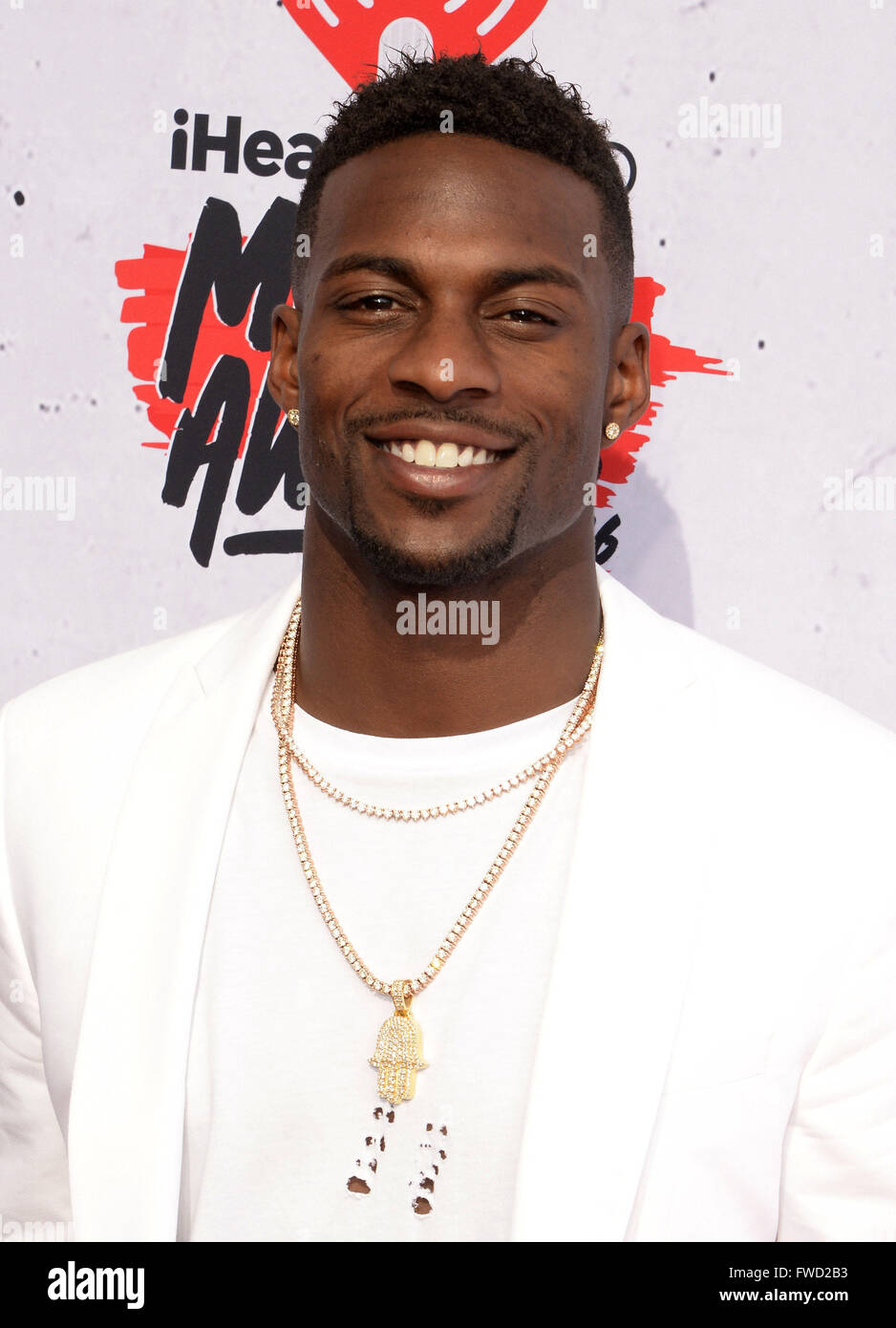 Inglewood, California, Stati Uniti d'America. 3 apr, 2016. 03 Aprile 2016 - Inglewood, California - Emmanuel Sanders. iHeartRadio Music Awards tenutosi presso il Forum. Photo credit: Koi Sojer/AdMedia © Koi Sojer/AdMedia/ZUMA filo/Alamy Live News Foto Stock