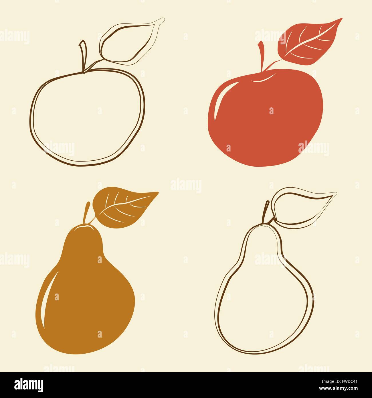 Apple e le pere icone - illustrazione vettoriale Illustrazione Vettoriale