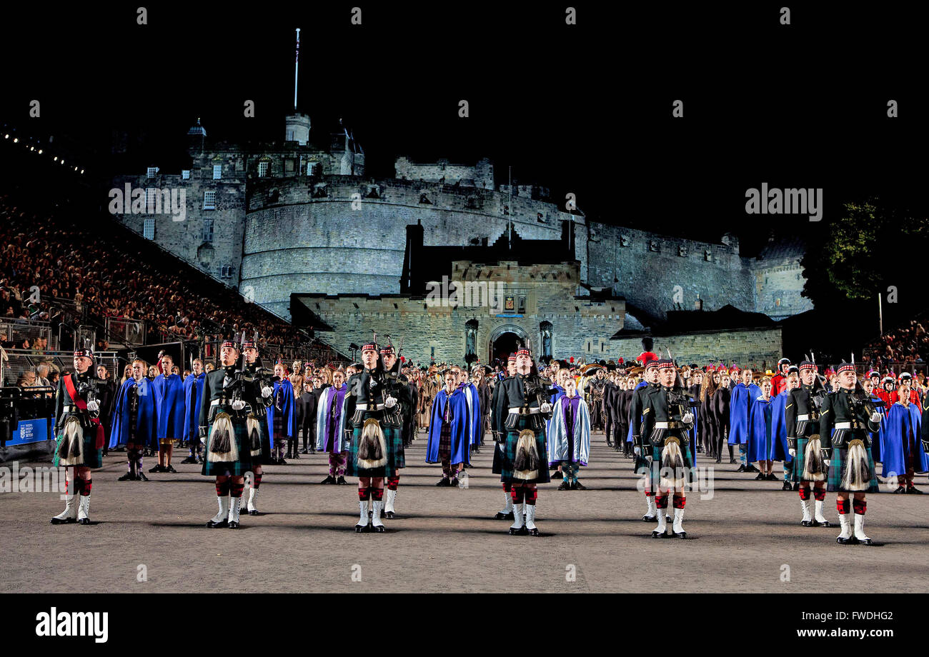 Il Festival di Edimburgo: Edinburgh Tattoo militare Foto Stock