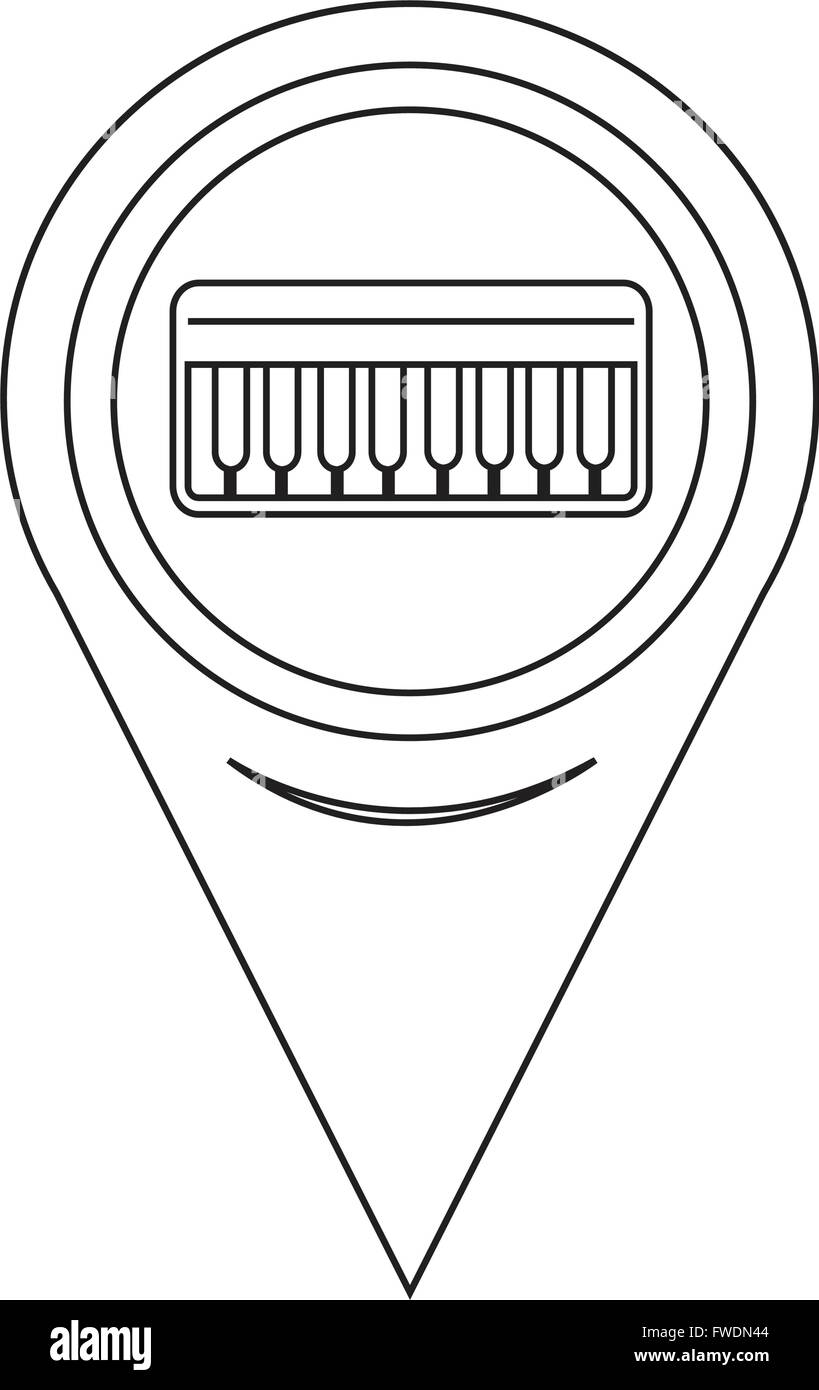 Puntatore Mappa Icona Musica Illustrazione Vettoriale