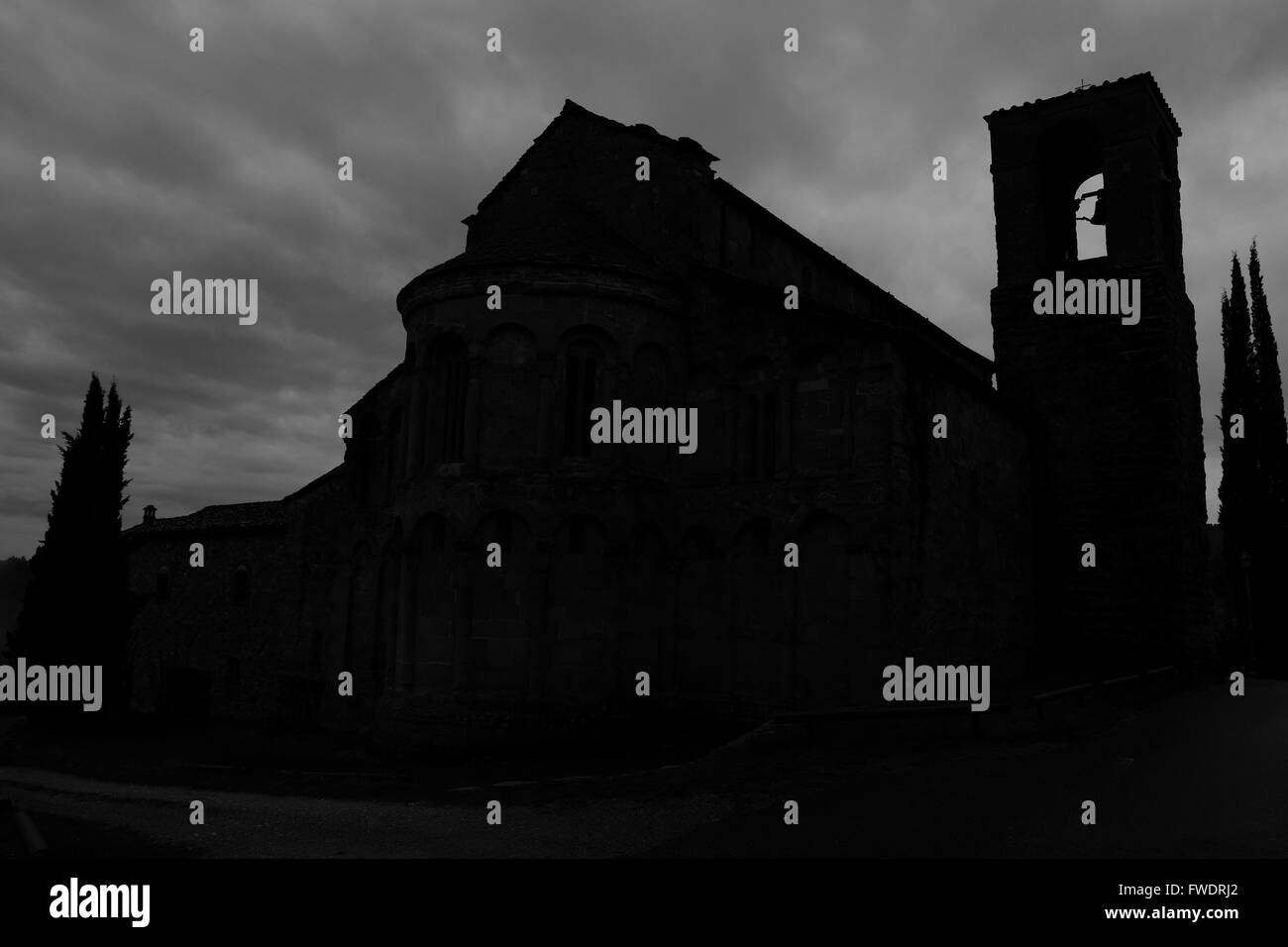 Cristiana medievale chiesa di Romena nel Casentino, Firenze. L'Italia. Vista esterna. Foto Stock