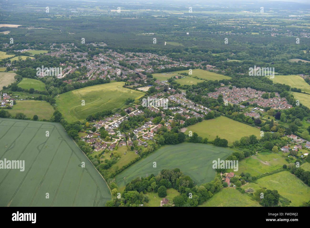 Una veduta aerea del Berkshire città di Mortimer comuni Foto Stock