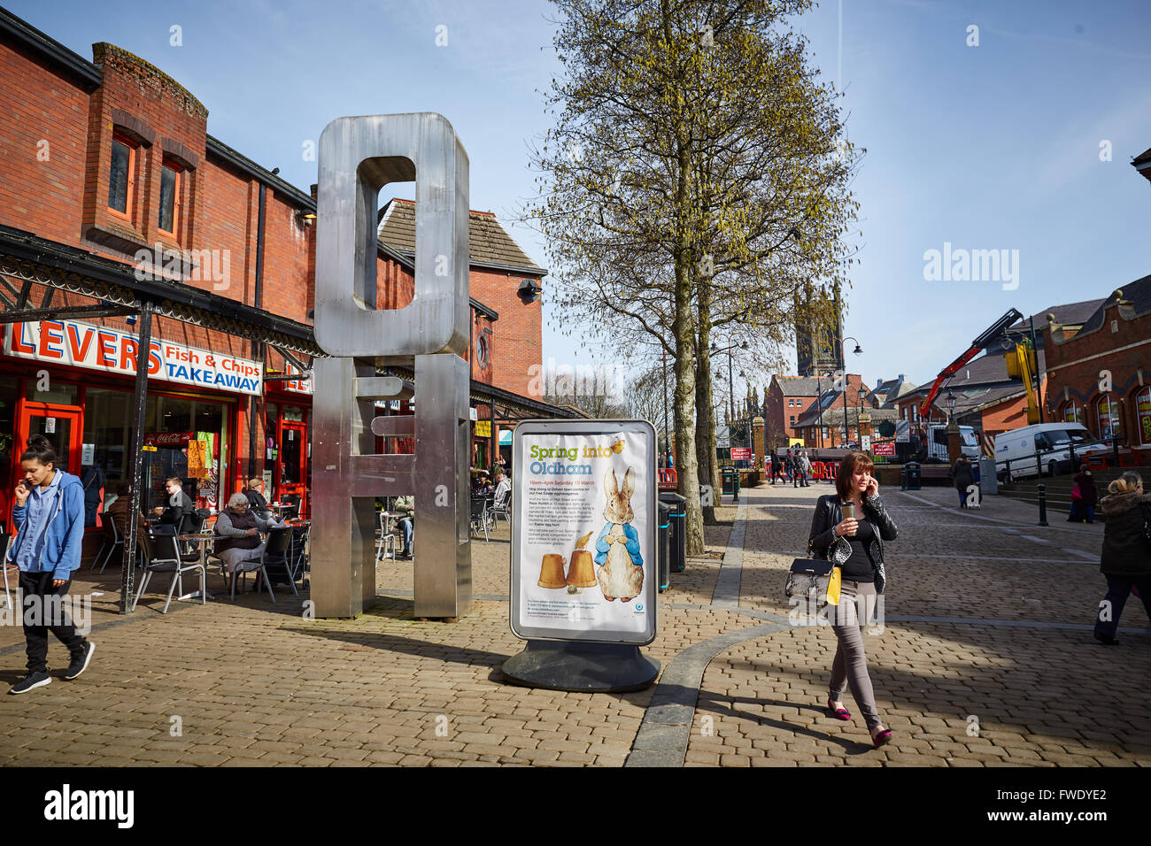 Oldham centro Tommyfield Mercati Mercato Mercato bazaar trader fornitore di commercianti indipendenti gli acquirenti dei negozi di vendita del venditore han Foto Stock