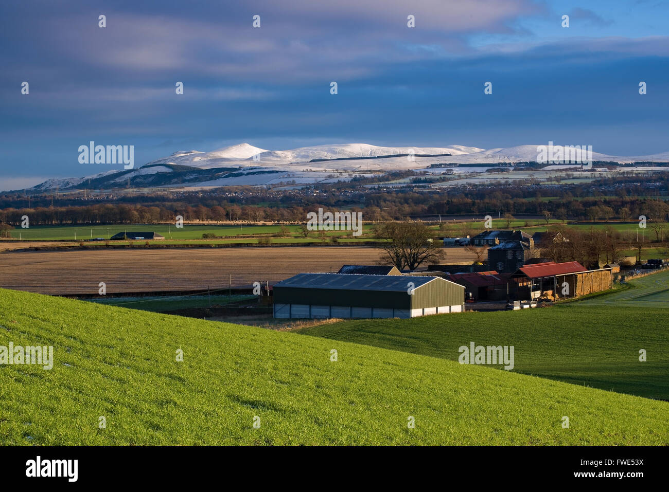 Pentland Hills, Edimburgo da Ratho Farm Foto Stock