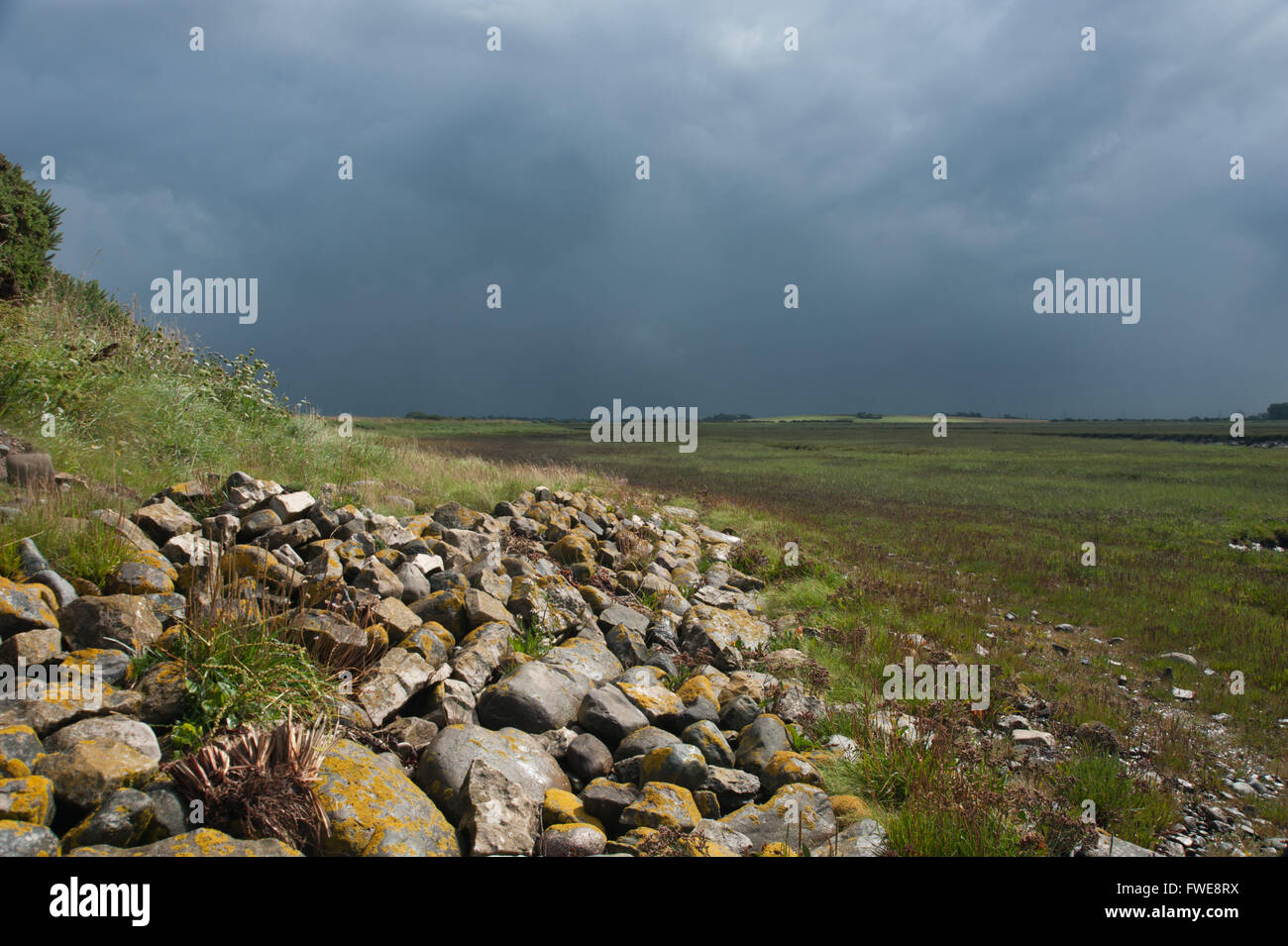 Fiume Wyre Estuary a braccio collina vicino Preesall Foto Stock