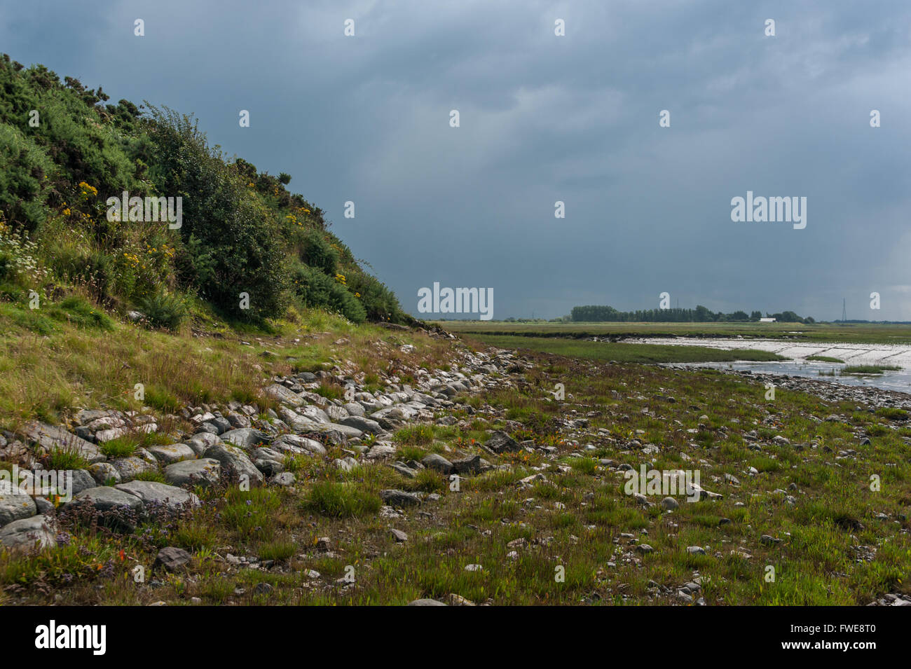 Fiume Wyre Estuary a braccio collina vicino Preesall Foto Stock