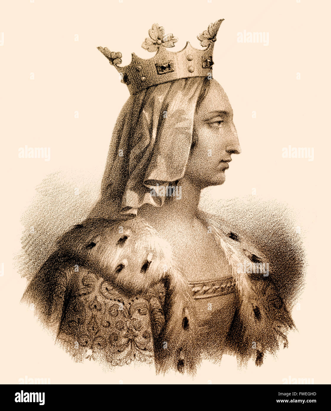 Bianca di Castiglia, Blanca de Castilla, Blanka von Kastilien, 1188-1252, regina di Francia come la moglie di Luigi VIII. Foto Stock